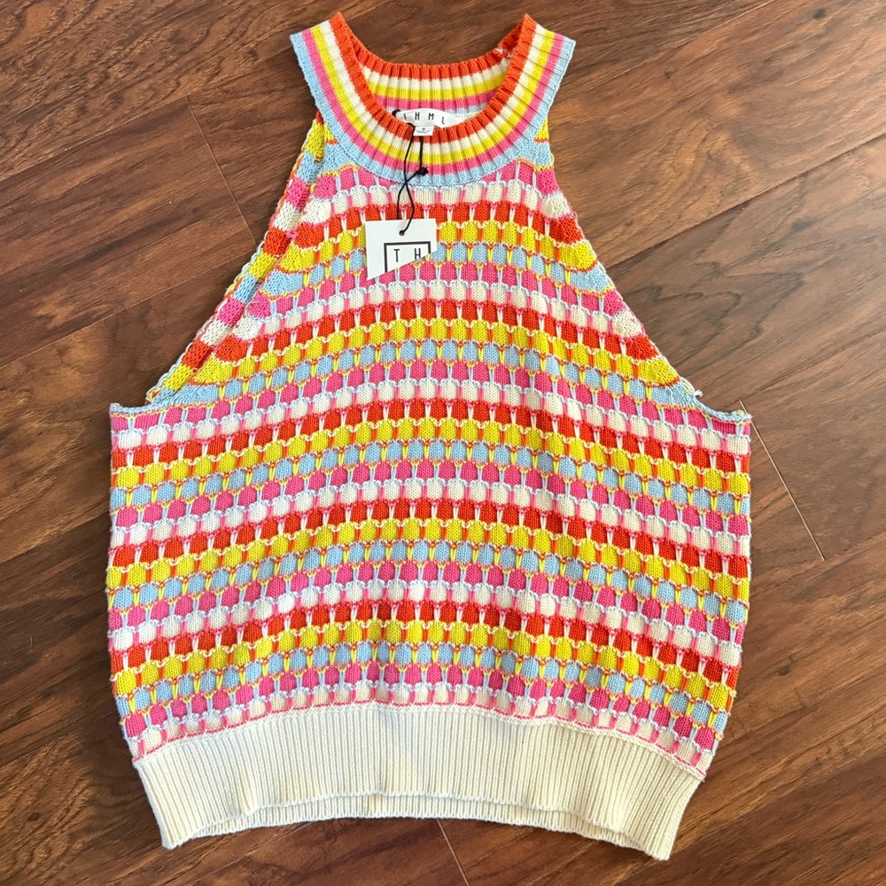 Colorful Sleeveless Knit Top